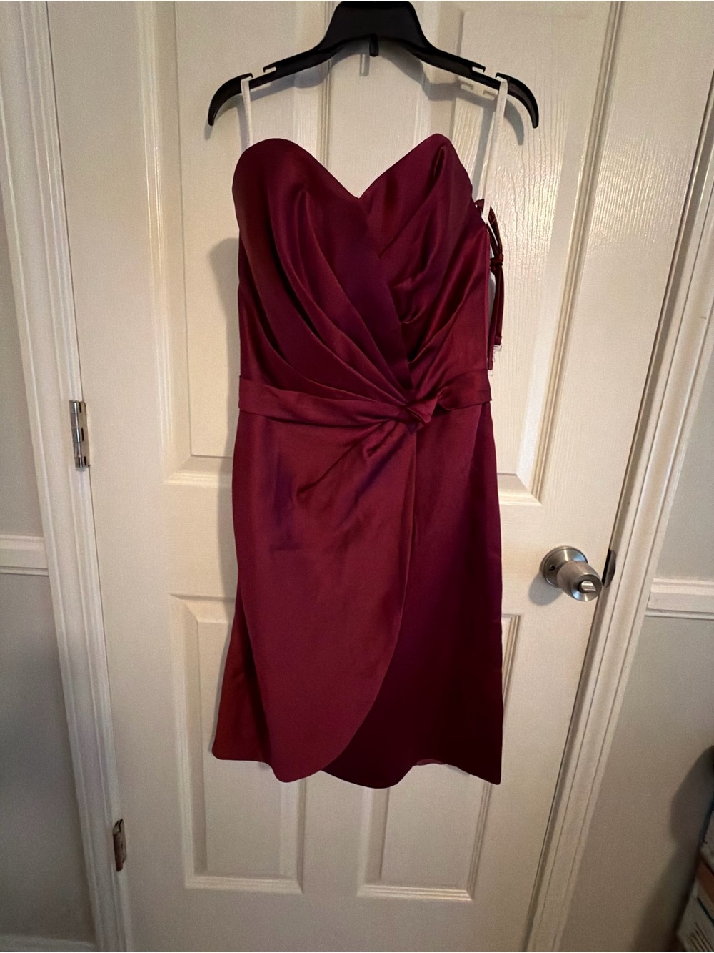 Forever Yours NWT Burgundy Satin Strapless Sweetheart Cocktail Dress
